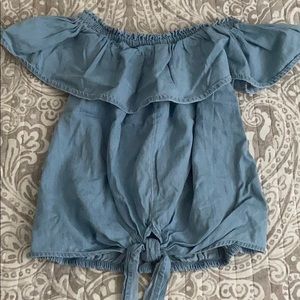 Chambray Off the Shoulder Top